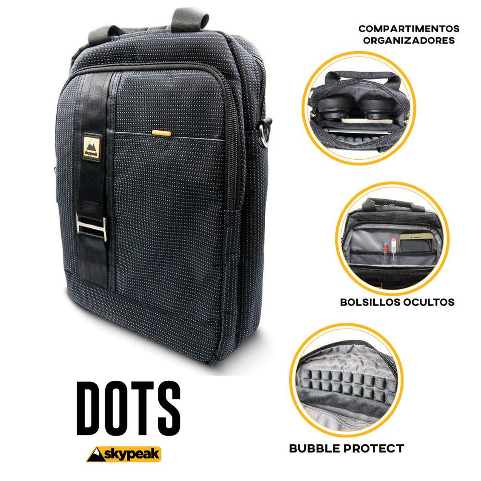 Bolso Maletín Skypeak bolso de hombro cruzado universal para Tablet de 10” de uso diario y de viaje DOTSMV-110BK.
