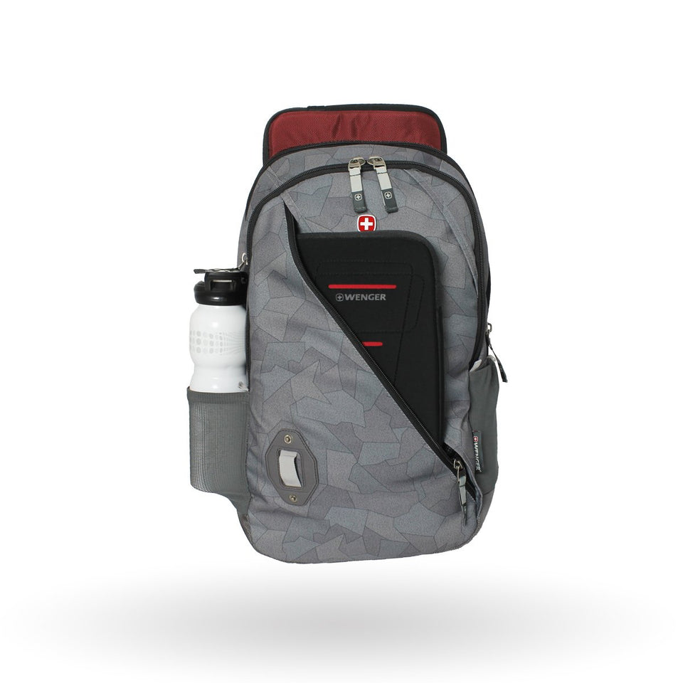 Mochila Wenger Patera gris, para laptop de 16", 602366, mochila gris, con correa para colgar ganchos, Sistema Pass-Thru