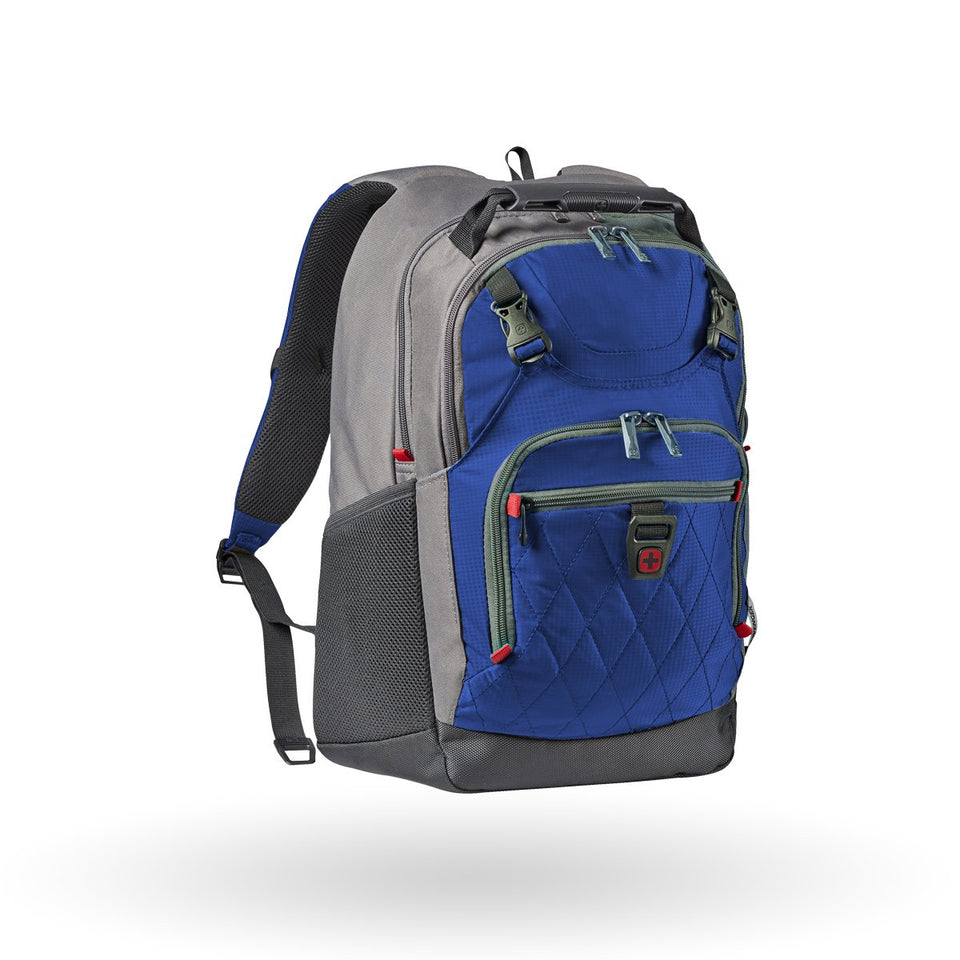 Mochila deportiva Wenger Priam, para laptop de 16", 602618, color azul con gris, tecnología air flow