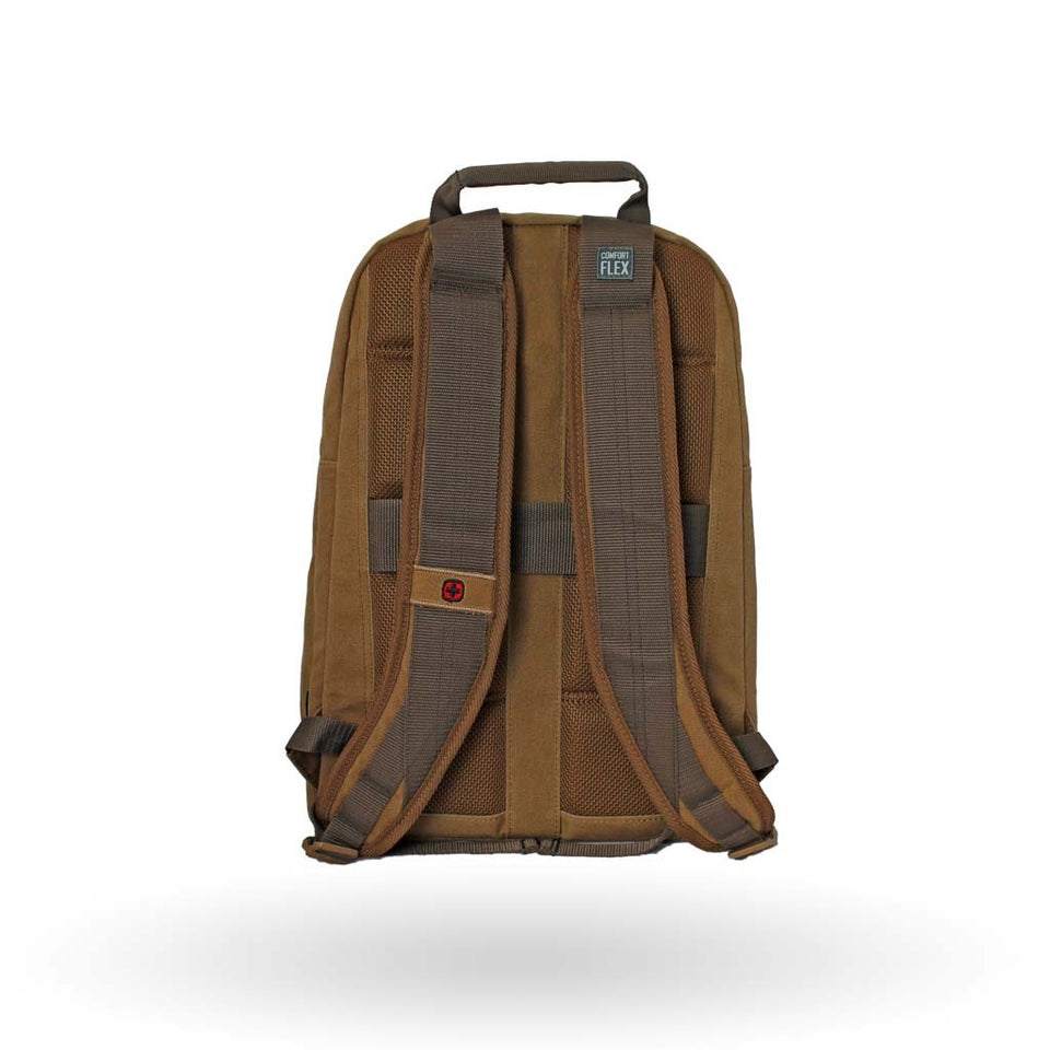 Mochila Wenger Arundel, para laptop de 16" y tablet de 10", 602830, color camel, sistema de barra estabilizadoras y correas Pass-Thru.