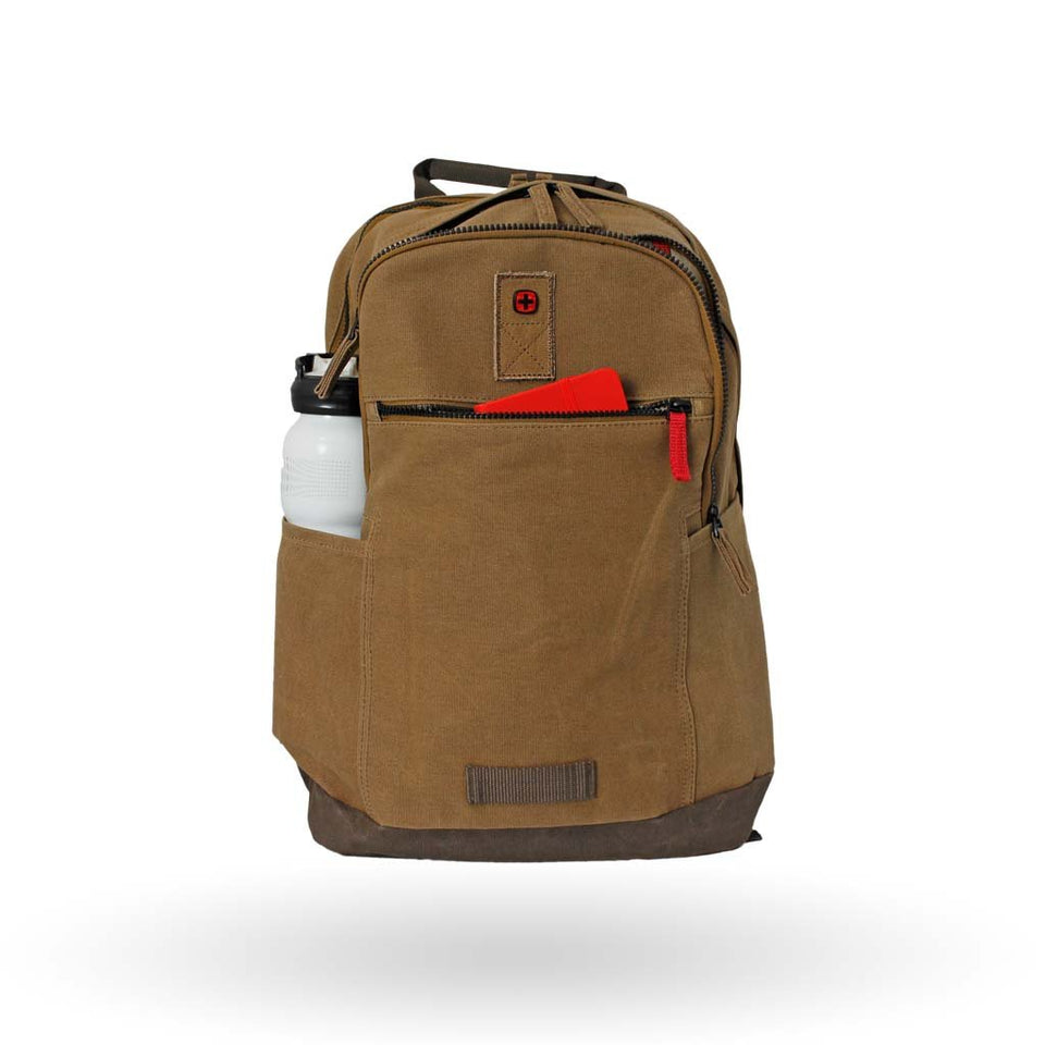 Mochila Wenger Arundel, para laptop de 16" y tablet de 10", 602830, color camel, sistema de barra estabilizadoras y correas Pass-Thru.