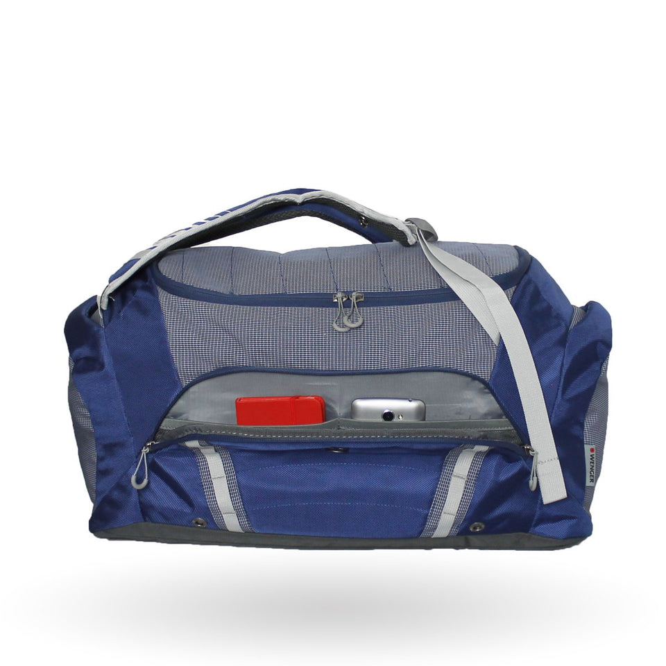 Maleta Deportiva Wenger Synergy, 605088, Color Azul con Gris, dualidad de uso, tipo mochila, detalles reflejantes