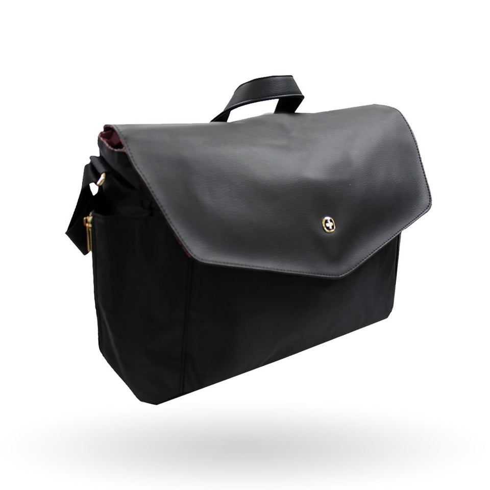 Messenger Wenger MarieZoe, para laptop de 14", 605092, Color Negro, tipo maletín, barra estabilizadora, detalles en vinil, forro con motivo floral