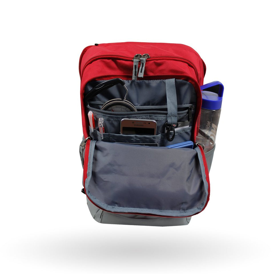 Mochila Viaje Wenger Jetty, 605178, para laptop de 16" y tablet de 12, mochila roja, Sistema Pass-Thru.