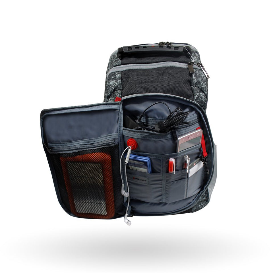 Mochila de viaje Wenger Crisbo, para laptop de 16",605179, color gris, correa pass - thru