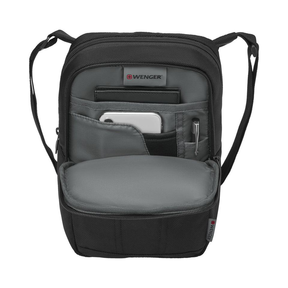 Mini bandolera vertical Wenger, para tablet de 8", 610178, bolso negro