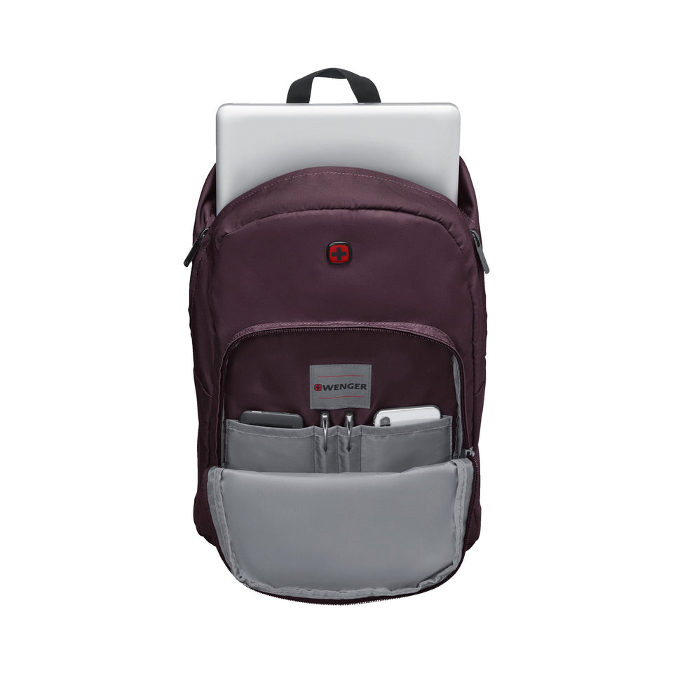 Mochila Wenger Crango, para laptop de 16", 610195, color Vino, compartimento acolchado, organizador de accesorios