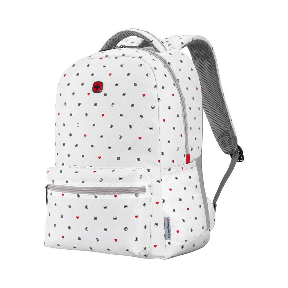 Mochila Wenger porta laptop Colleague, para laptop de 16", 610211, mochila blanca con corazones