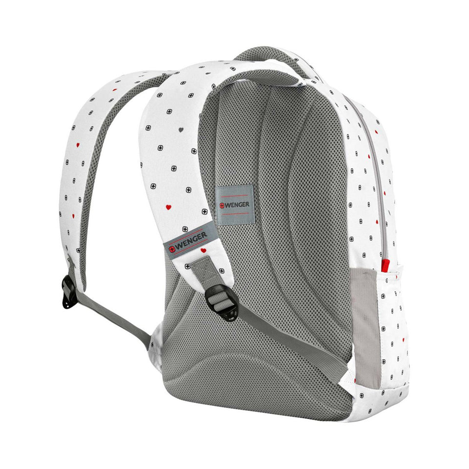 Mochila Wenger porta laptop Colleague, para laptop de 16", 610211, mochila blanca con corazones