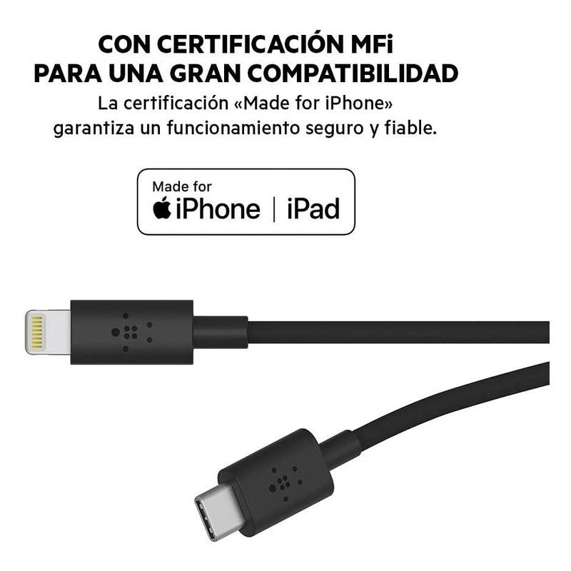 Belkin Cable Usb-c Con Conector Lightning Negro F8j239bt04