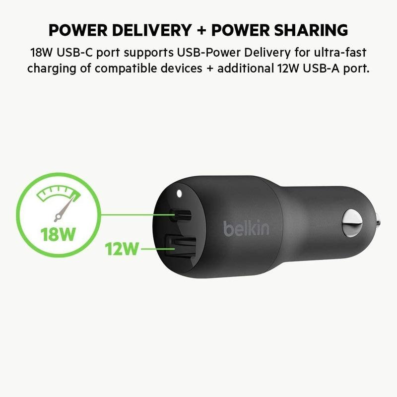 Belkin Cargador De Auto Usb C, 30 W F7u100bt04-blk
