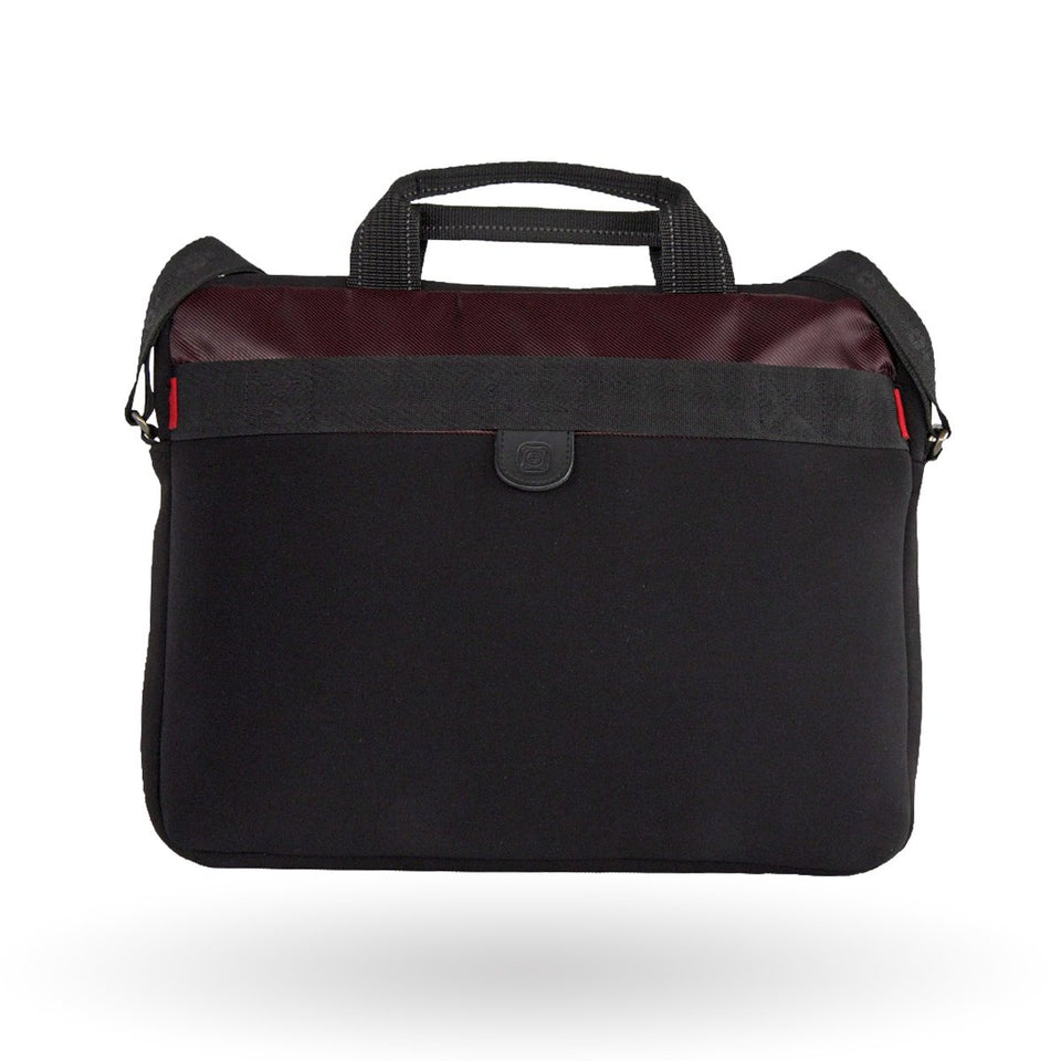 Portafolio Maletín Wenger Sherpa, para laptop de 15.4", 67434010, color negro con morado, bolsillo de fácil acceso, diseño delgado