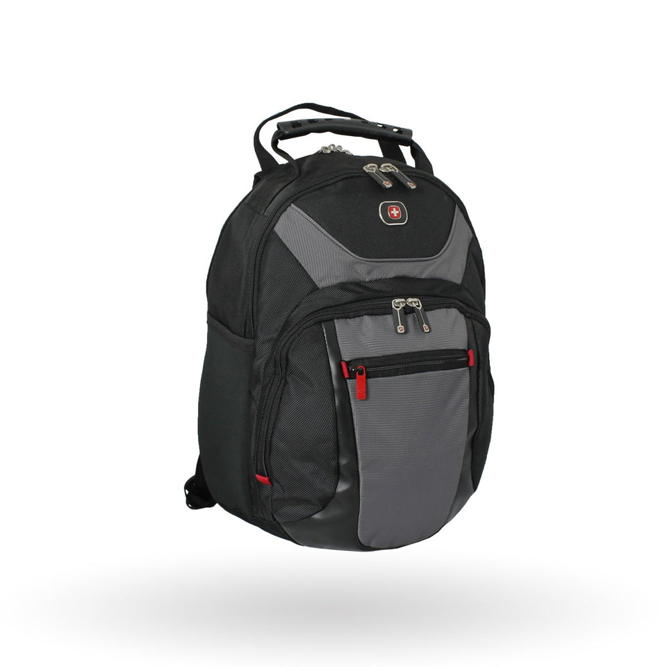 Mochila Wenger porta laptop Nanobyte. para laptop de 13", 68375201, mochila negra con gris, forro anti-arañazos.