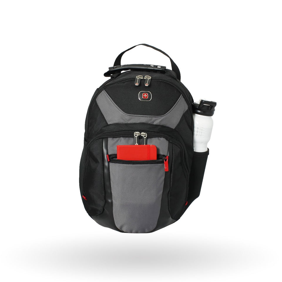 Mochila Wenger porta laptop Nanobyte. para laptop de 13", 68375201, mochila negra con gris, forro anti-arañazos.