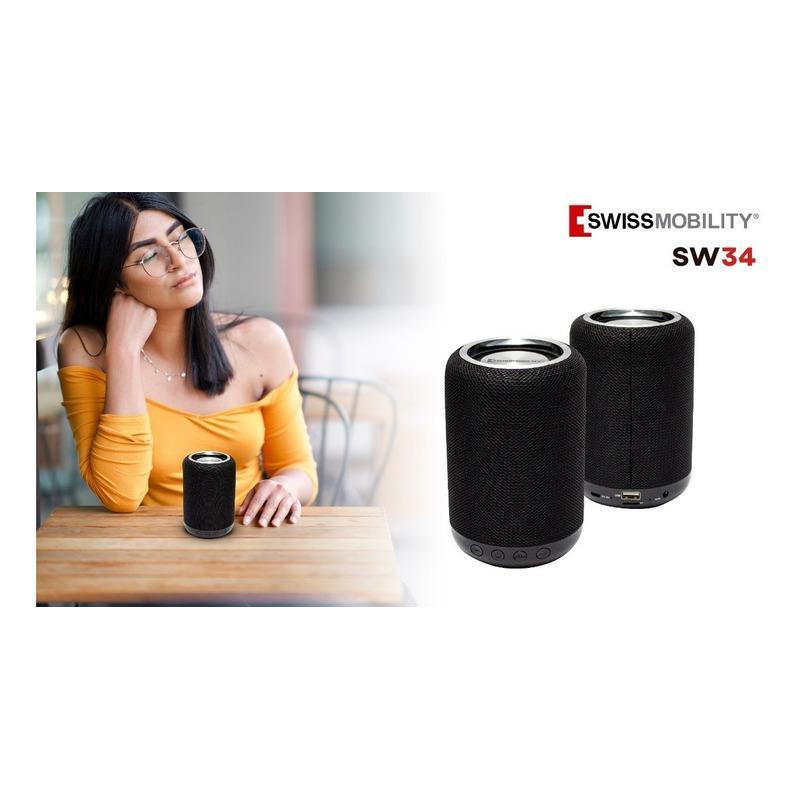 Bocina Swissmobility Inalámbrica Bluetooth Negro Sw-34bk