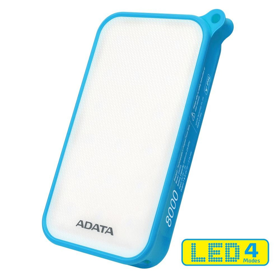 Cargador Portátil Adata PowerBank D8000L, 8000mAh, Azul/Blanco