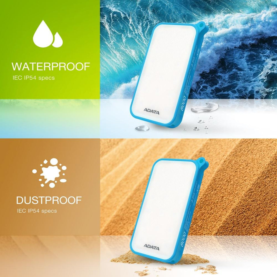 Cargador Portátil Adata PowerBank D8000L, 8000mAh, Azul/Blanco