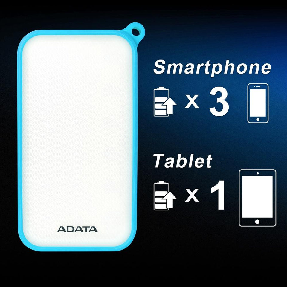 Cargador Portátil Adata PowerBank D8000L, 8000mAh, Azul/Blanco