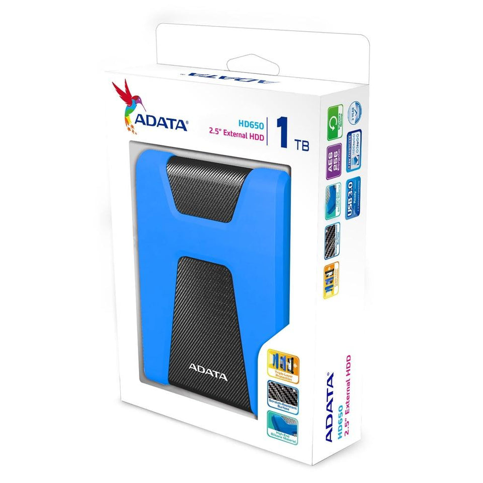 Disco Duro Externo Adata HD650 2.5'', 1TB, USB 3.0, Azul - para Mac/PC