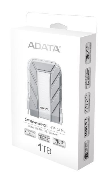 Disco Duro Externo Adata HD710A Pro, 1TB, USB 3.0, Gris/Blanco - para Mac/PC