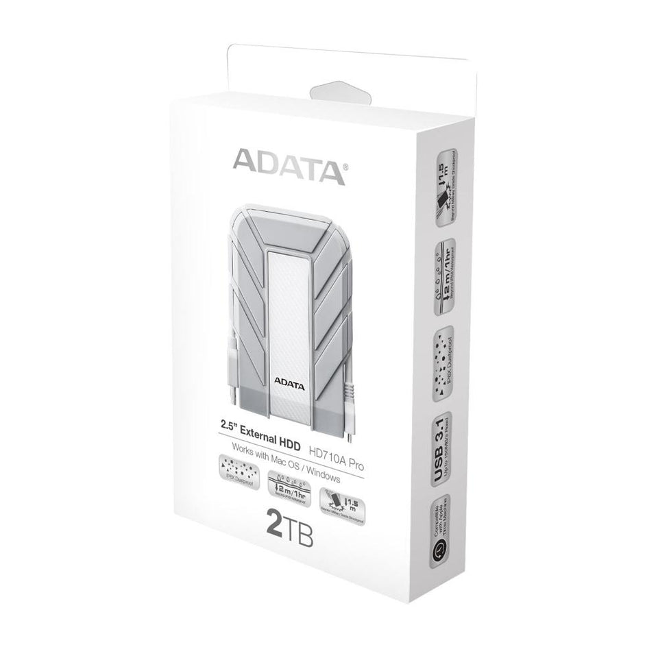 Disco Duro Externo Adata HD710A Pro, 2TB, USB 3.0, Gris/Blanco - para Mac/PC