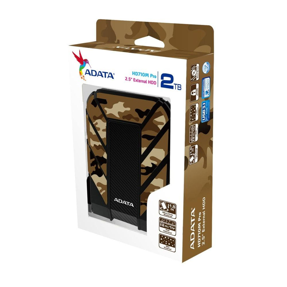Disco Duro Externo Adata HD710M Pro 2.5'', 1TB, USB 3.0, Camuflaje, A Prueba de Agua, Polvo y Golpes - para Mac/PC