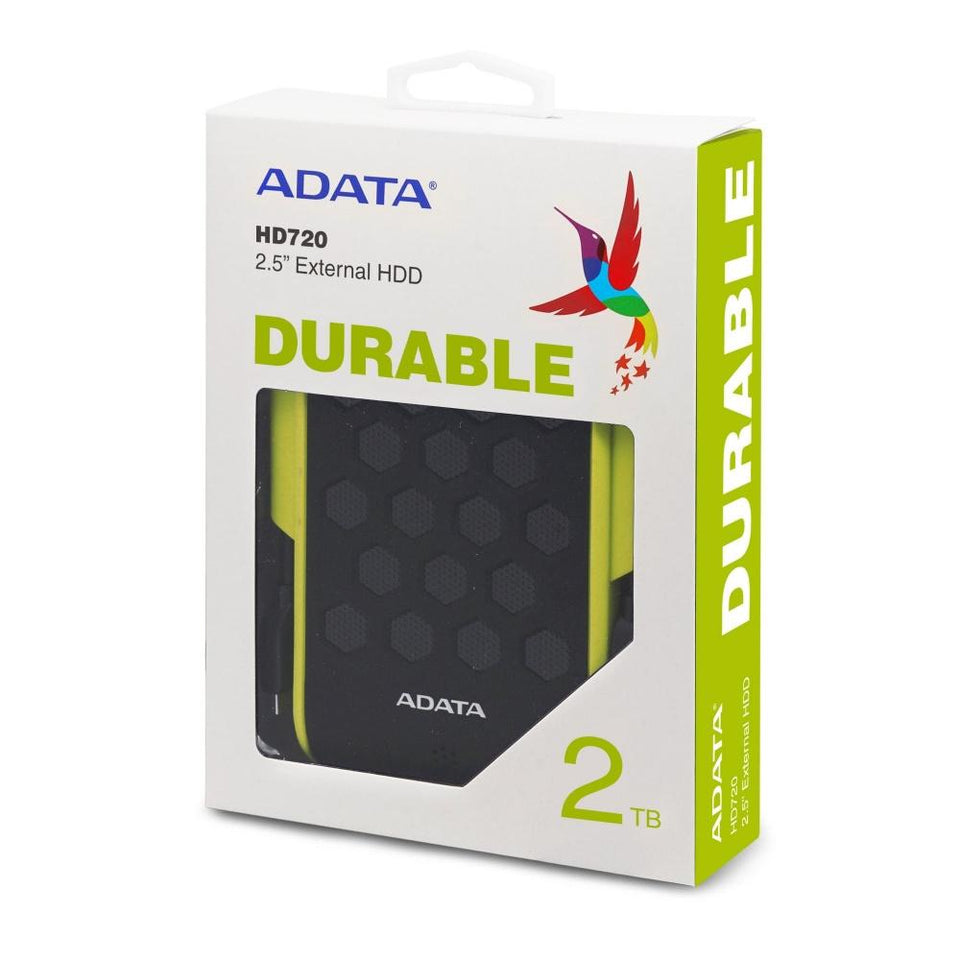 Disco Duro Externo Adata AHD720 2.5", 2TB, USB, Negro/Verde, A Prueba de Agua, Polvo y Golpes - para Mac/PC