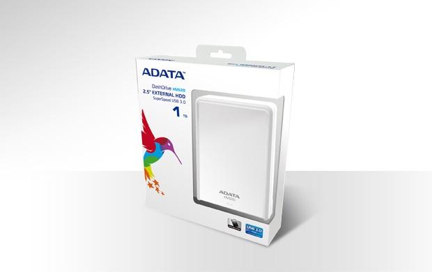 Disco Duro Externo Adata HV620 2.5'', 1TB, USB 3.0, Blanco