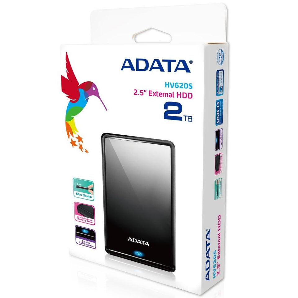 Disco Duro Externo Adata HV620S 2.5'', 2TB, USB 3.0, Negro - para Mac/PC
