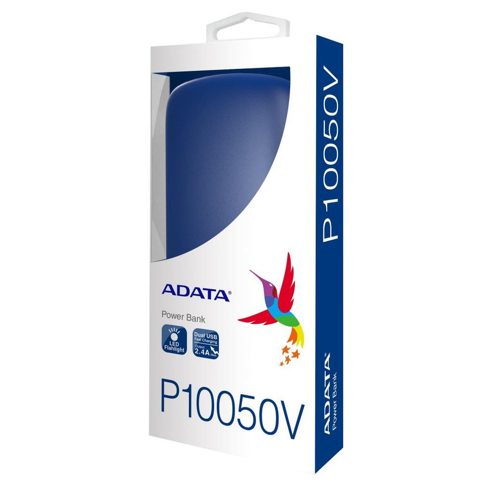 Cargador Portátil Adata Power Bank P10050V, 10.050mAh, Azul Oscuro