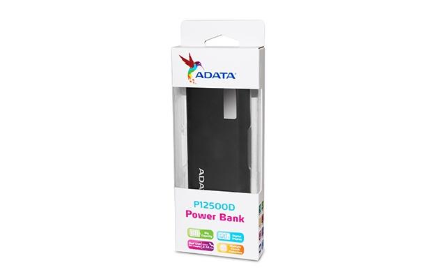 Cargador Portátil Adata PowerBank P12500D, 12.500mAh, Negro