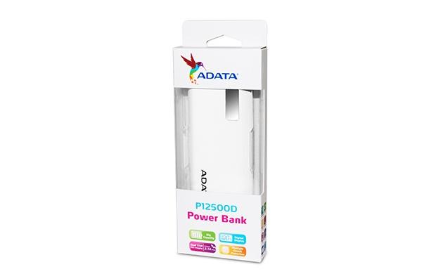 Cargador Portátil Adata PowerBank P12500D, 12.500mAh, Blanco