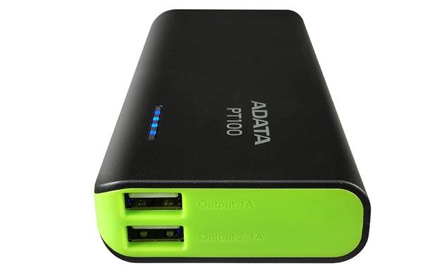 Cargador Portátil Adata PowerBank PT100, 10.000mAh, Negro/Verde