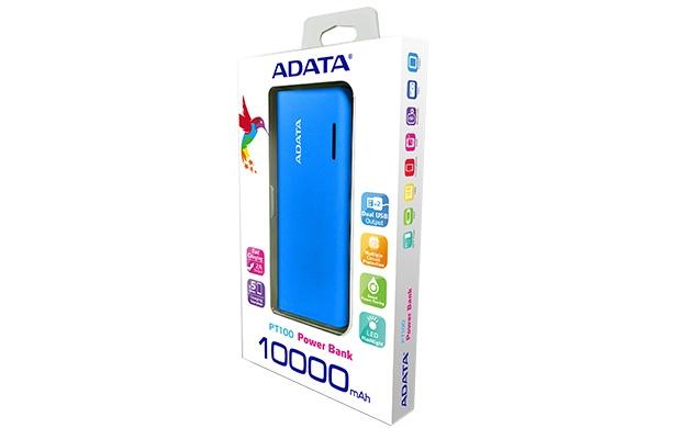 Cargador Portátil Adata PowerBank PT100, 10.000mAh, Azul/Blanco