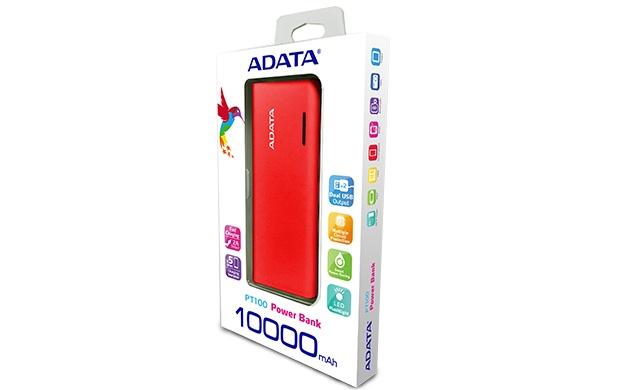 Cargador Portátil Adata PowerBank PT100, 10.000mAh, Rojo/Naranja