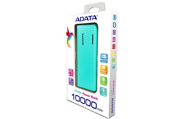 Cargador Portátil Adata PowerBank PT100, 10.000mAh, Azul/Rosa