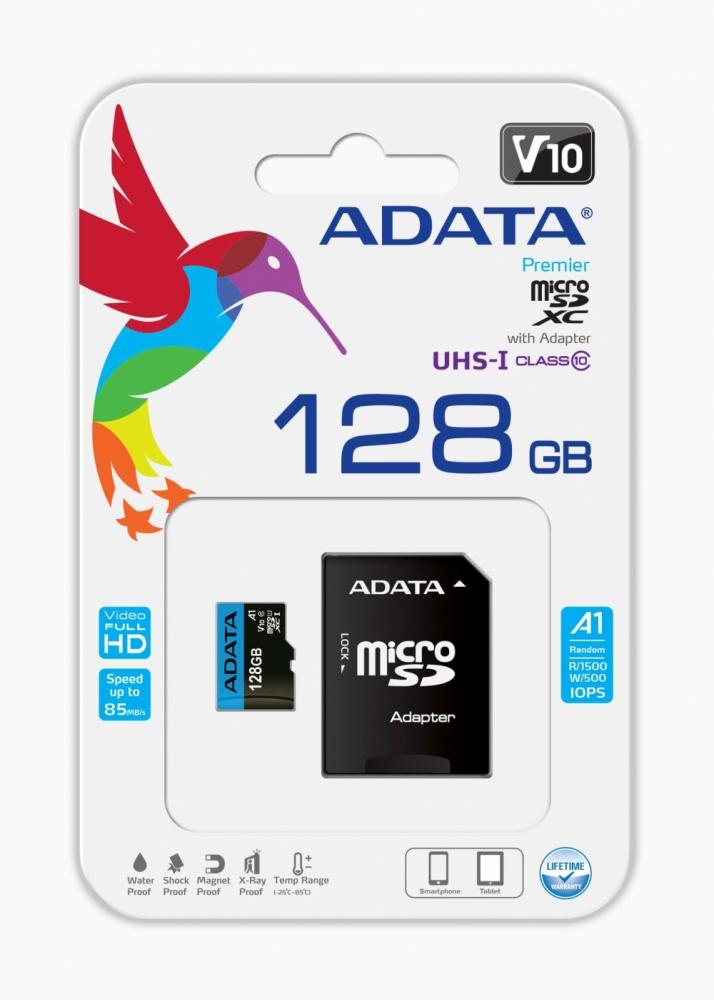 Memoria Flash Adata Premier, 128GB MicroSDXC UHS-I Clase 10, con Adaptador