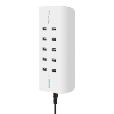 Belkin Cargador de Pared RockStar, 2.4A, 10x USB 2.0, Negro/Blanco