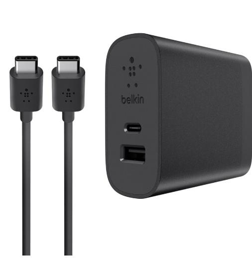 Belkin Cargador de Pared F7U022DQ06-BLK, 1x USB-C, 1x USB-A, Negro