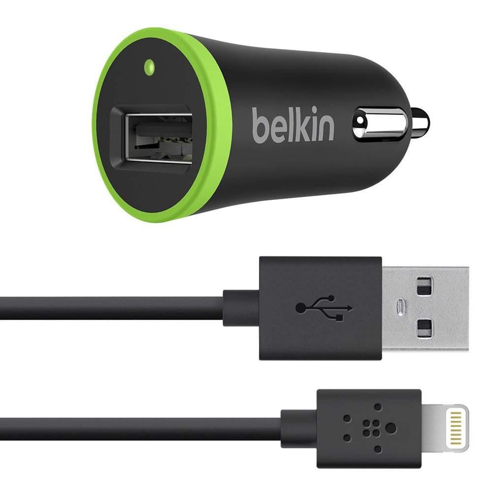 Belkin Cargador para Auto con Cable USB 2.0 - Lightning, 1.2 Metro, Negro