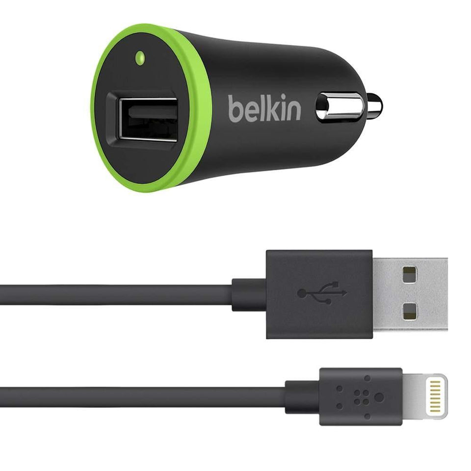 Belkin Cargador para Auto con Cable USB 2.0 - Lightning, 1.2 Metro, Negro