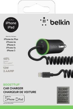 Belkin Cargador de Auto para iPhone/iPad, 12W, Negro/Verde