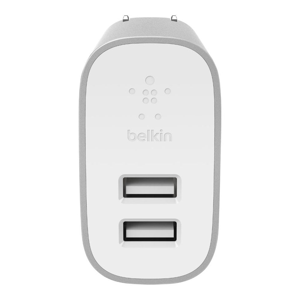 Belkin Cargador de Pared BOOSTCHARGE, 24W, 2x USB 2.0, Gris/Blanco
