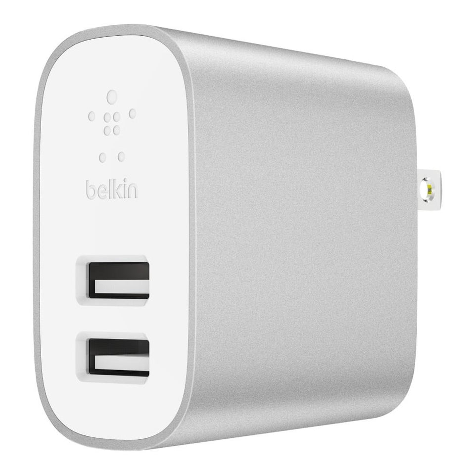 Belkin Cargador de Pared BOOSTCHARGE, 24W, 2x USB 2.0, Gris/Blanco