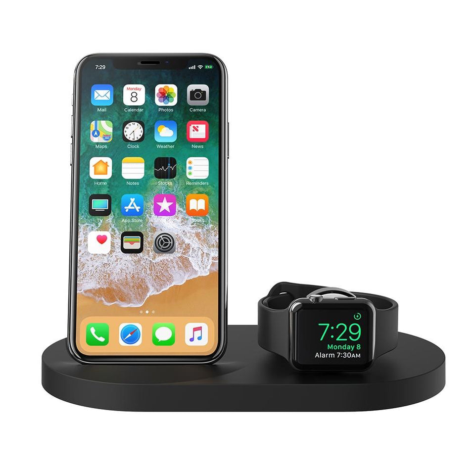 Belkin Cargador Inalámbrico Duo BOOSTUP, para Apple Watch/iPhone X, Negro
