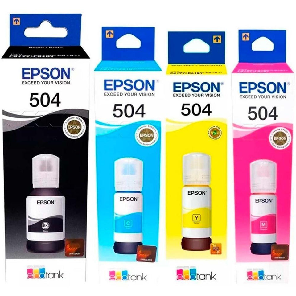 Epson Kit de Tanque de Tinta Epson T504 Cyan/ Magenta/Amarillo 70ml, Negro 170ml