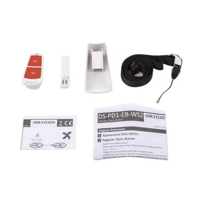 Hikvision Botón de Pánico DS-PD1-EB-WS2, Inálambrico, Rojo/Blanco