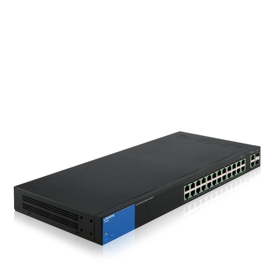 Switch Linksys Gigabit Ethernet LGS326MP Busisness PoE+ Smart, 24 Puertos 10/100/1000 Mbps + 2 Puertos SFP, 52 Gbit/s, 8000 Entradas - Gestionado