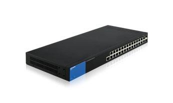 Switch Linksys Gigabit Ethernet LGS528, 26 Puertos 10/100/1000 Mbps + 2 Puertos SFP, 56 Gbit/s, 16000 Entradas - Gestionado