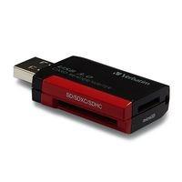 Verbatim Lector de Memoria 98538, MicroSD/MicroSDHC/MicroSDXC/MiniSDHC, USB 3.2, Negro/Rojo